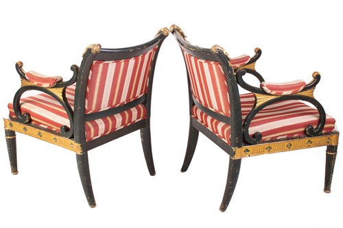 Lot 145 - A pair of Regency and later painted and parcel...