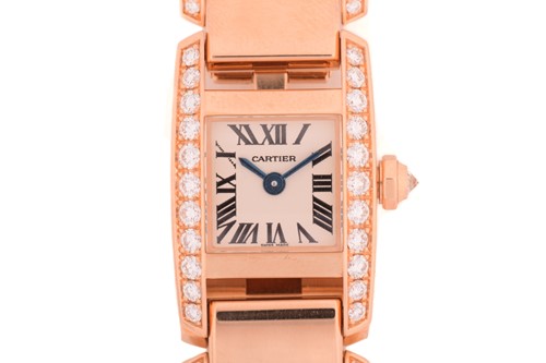 Lot 366 - A Cartier Tankissime 18ct gold watch with...