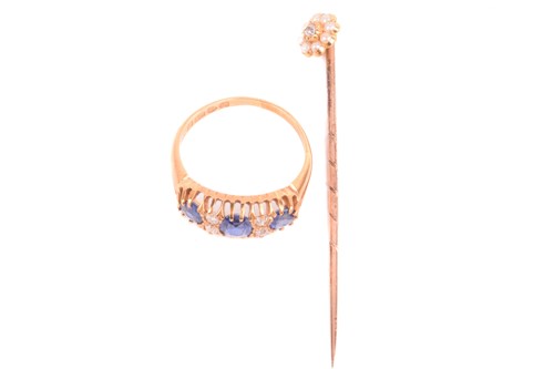 Lot 163 - An Edwardian sapphire and diamond half hoop...