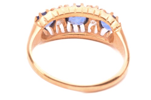 Lot 163 - An Edwardian sapphire and diamond half hoop...