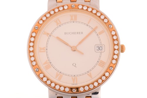 Lot 404 - A Bucherer Jubile bi-colour quartz wristwatch...