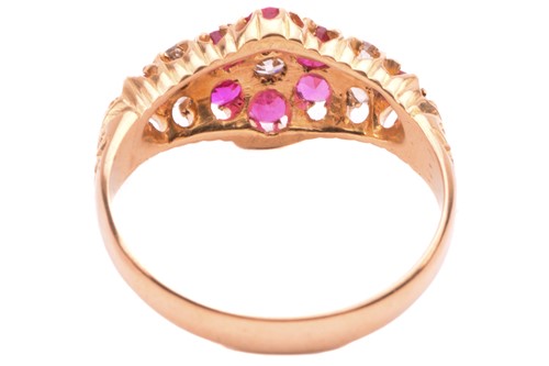 Lot 175 - An Edwardian ruby and diamond cluster ring,...