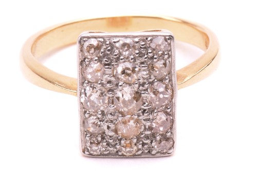 Lot 227 - A diamond panel ring, the rectangular cluster...