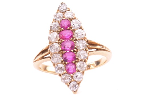 Lot 155 - A late Victorian ruby and diamond cluster ring,...