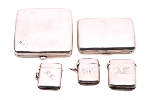 Lot 490 - A silver cigarette case by John Millward Banks,...