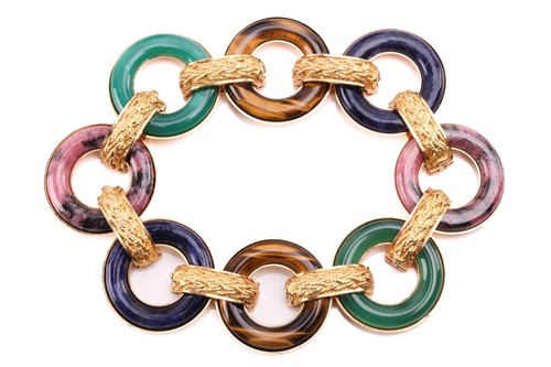Lot 1 - A French multi-gemstone modular bracelet and...