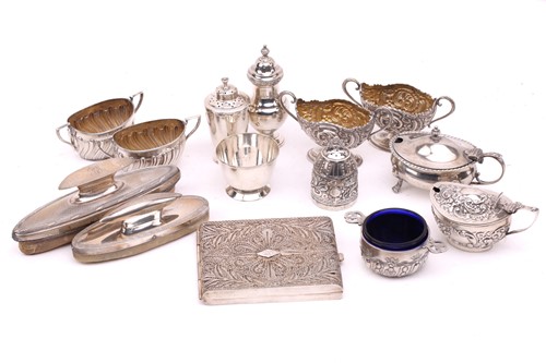 Lot 527 - A mixed collection of silver cruets, including...