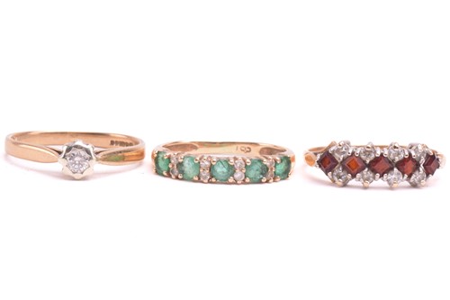 Lot 79 - A collection of nine gem-set rings, including...