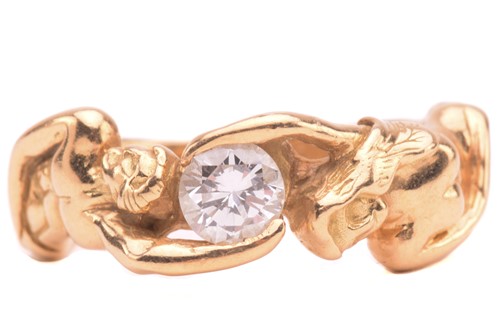 Lot 138 - A French figural ring set with diamond,...