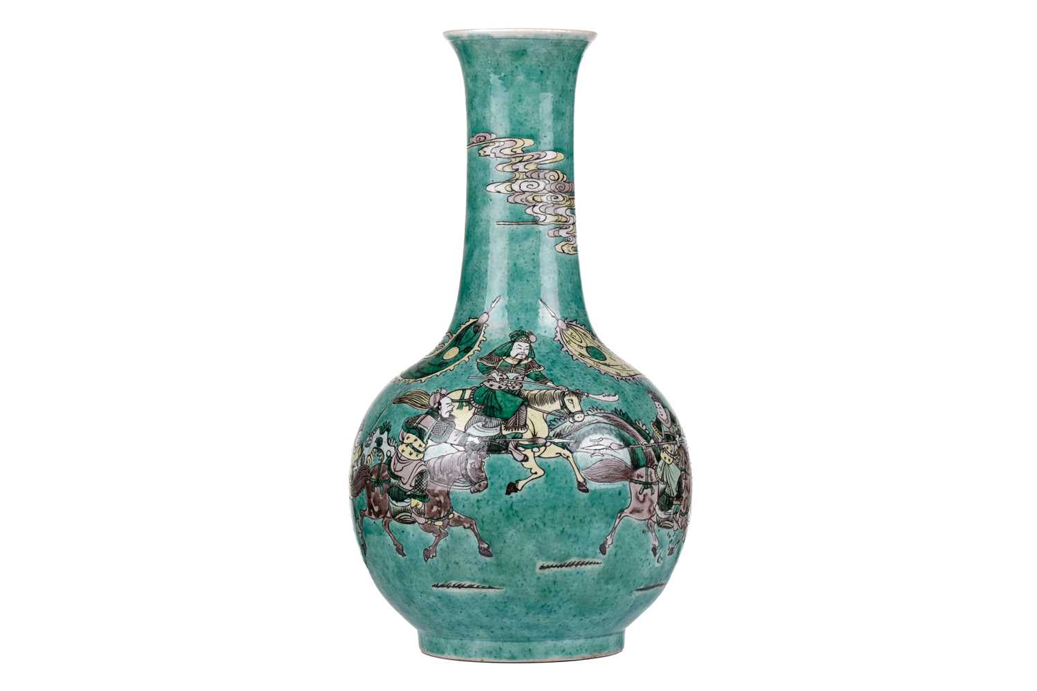 Lot 120 - A Chinese Famile Vert porcelain bottle vase,...
