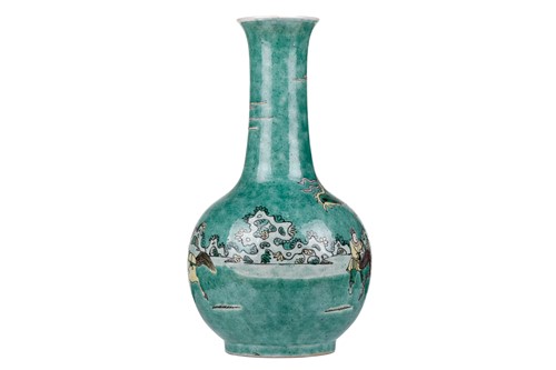 Lot 120 - A Chinese Famile Vert porcelain bottle vase,...