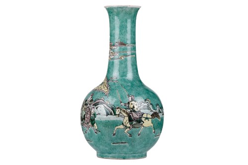 Lot 120 - A Chinese Famile Vert porcelain bottle vase,...