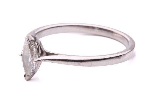 Lot 58 - A marquise diamond solitaire ring, the...