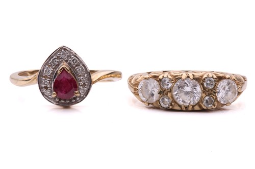 Lot 19 - Two gem-set dress rings; the ruby and diamond...