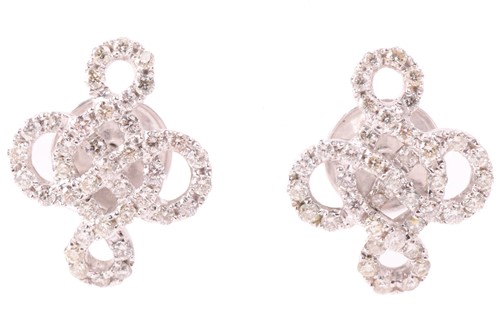 Lot 174 - A pair of diamond-set stud earrings of knot...