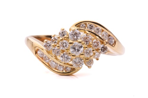 Lot 176 - A diamond crossover cluster ring, set with a...