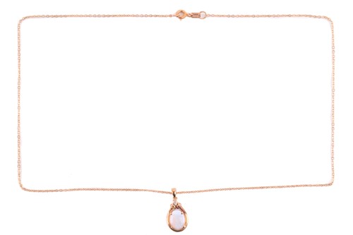 Lot 62 - A precious opal pendant on chain, contains an...