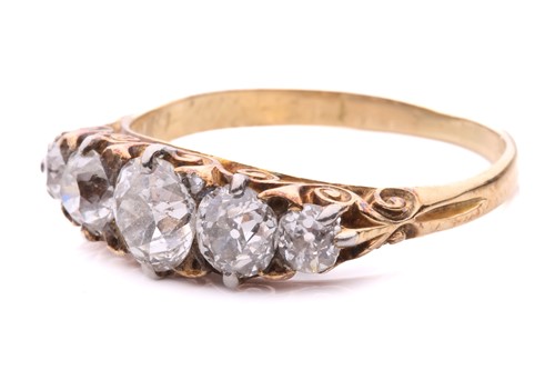 Lot 178 - A late Victorian diamond five stone ring, set...