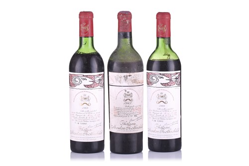 Lot 87 - Three bottles of Chateau Mouton Rothschild...