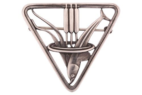 Lot 170 - Georg Jensen; a 925 sterling silver triangular...