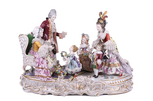 Lot 201 - A large continental porcelain figure group...