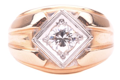 Lot 159 - A diamond solitaire ring, centred with a...