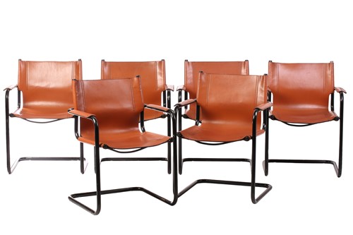 Lot 55 - A set of six cantilever armchairs after Mart...