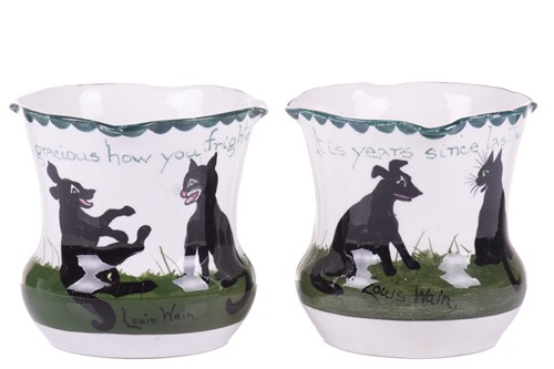 Lot 101 - Louis Wain for The Bristol 'Cat & Dog' Pottery,...