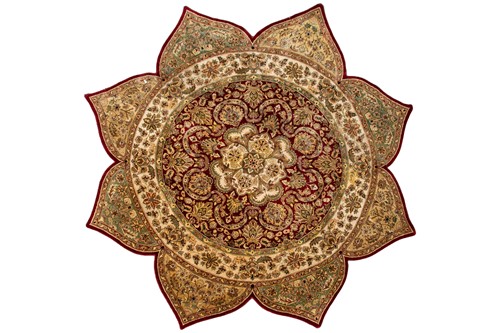 Lot 155 - A possibly Indian lotus-shaped red ground...