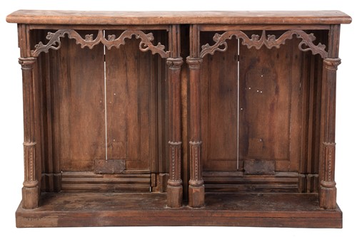 Lot 146 - A carved oak choir front, parts possibly 18th...