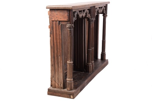 Lot 146 - A carved oak choir front, parts possibly 18th...