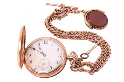 Lot 458 - A 9ct gold full hunter pocket watch and a 9ct...