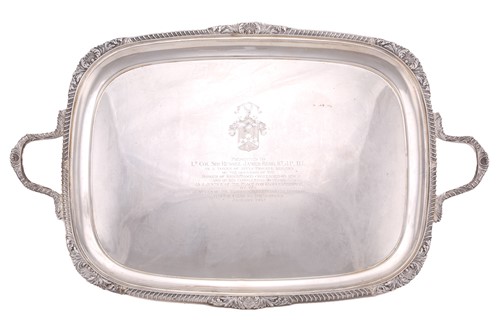 Lot 522 - A silver twin handled tea tray, by the...