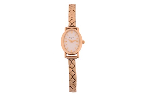 Lot 382 - A Rotory 9k gold ladies quartz wristwatch, the...