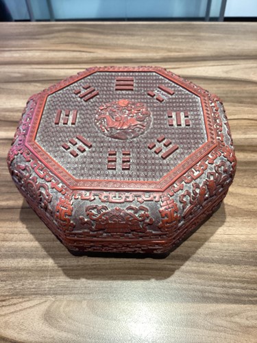 Lot 110 - A Cinnabar lacquer peach shape box, the lid...