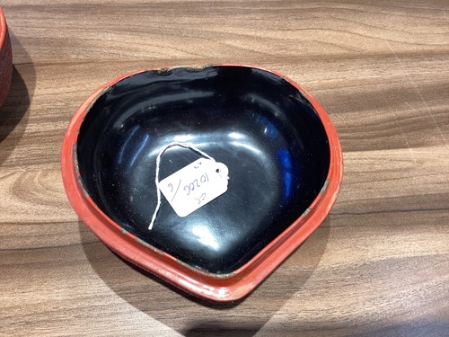 Lot 110 - A Cinnabar lacquer peach shape box, the lid...