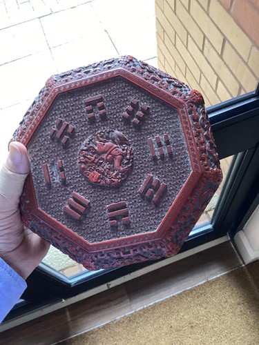 Lot 110 - A Cinnabar lacquer peach shape box, the lid...