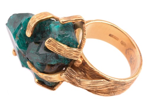 Lot 205 - A Modernist dioptase cocktail ring, featuring...