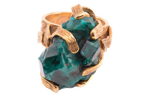 Lot 205 - A Modernist dioptase cocktail ring, featuring...
