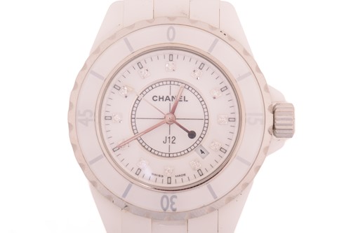 Lot 389 - A Chanel J12 white ceramic quartz wristwatch...