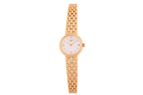 Lot 373 - A Longines Prestige 18k gold ladies quartz...