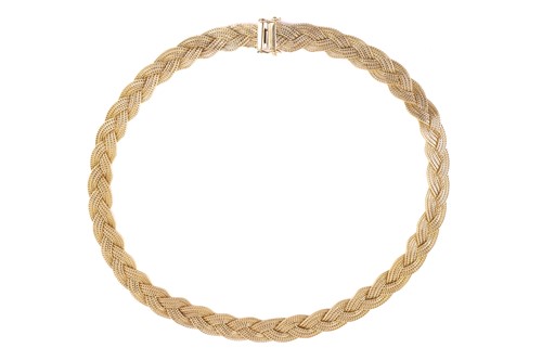 Lot 122 - A braided chain necklace, composed of nine...