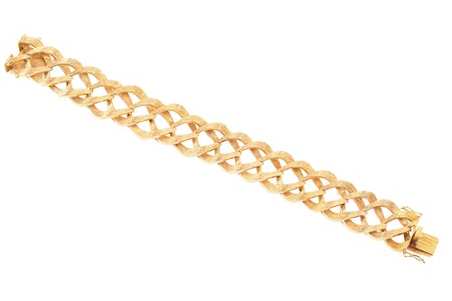 Lot 280 - A mid-century 9ct gold link bracelet; composed...