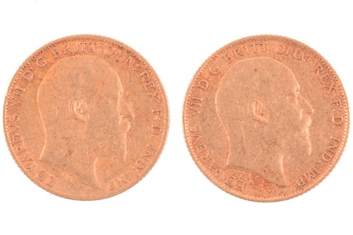 Lot 321 - Two Edward VII half sovereigns 1904 and 1907,...