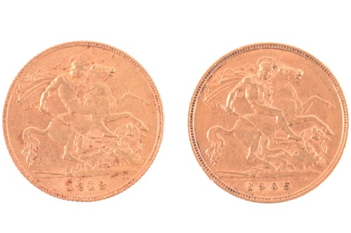 Lot 341 - An Edward VII half sovereign 1905 and a George...