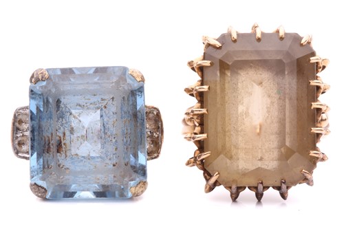 Lot 105 - A smokey quartz cocktail ring and another,...