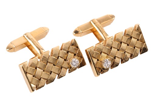 Lot 108 - A pair of diamond-set cufflinks in 18ct yellow...