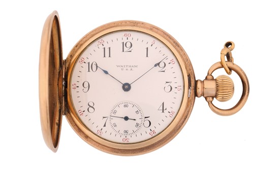 Lot 465 - A Waltham Mass full hunter pocket watch,...