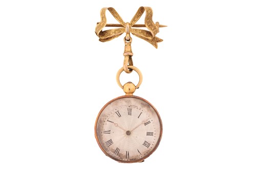 Lot 455 - A Victorian fob watch and bow brooch...