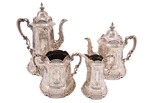 Lot 498 - A Victorian four-piece silver coffee/tea set,...